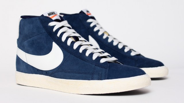 nike blazer bleu vintage Nike Blazer haute Vintage Chaussures en daim Royal Bleu